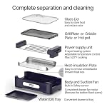 SMART BERRY 3 in 1 Smokeless Electric Indoor Grill, Nonstick Grill/Griddle Plates, Jjamjjapan, Glass Lid, Portable Korean BBQ Grill with 7-Level Control (Jjamjjapan set White) - Image 6
