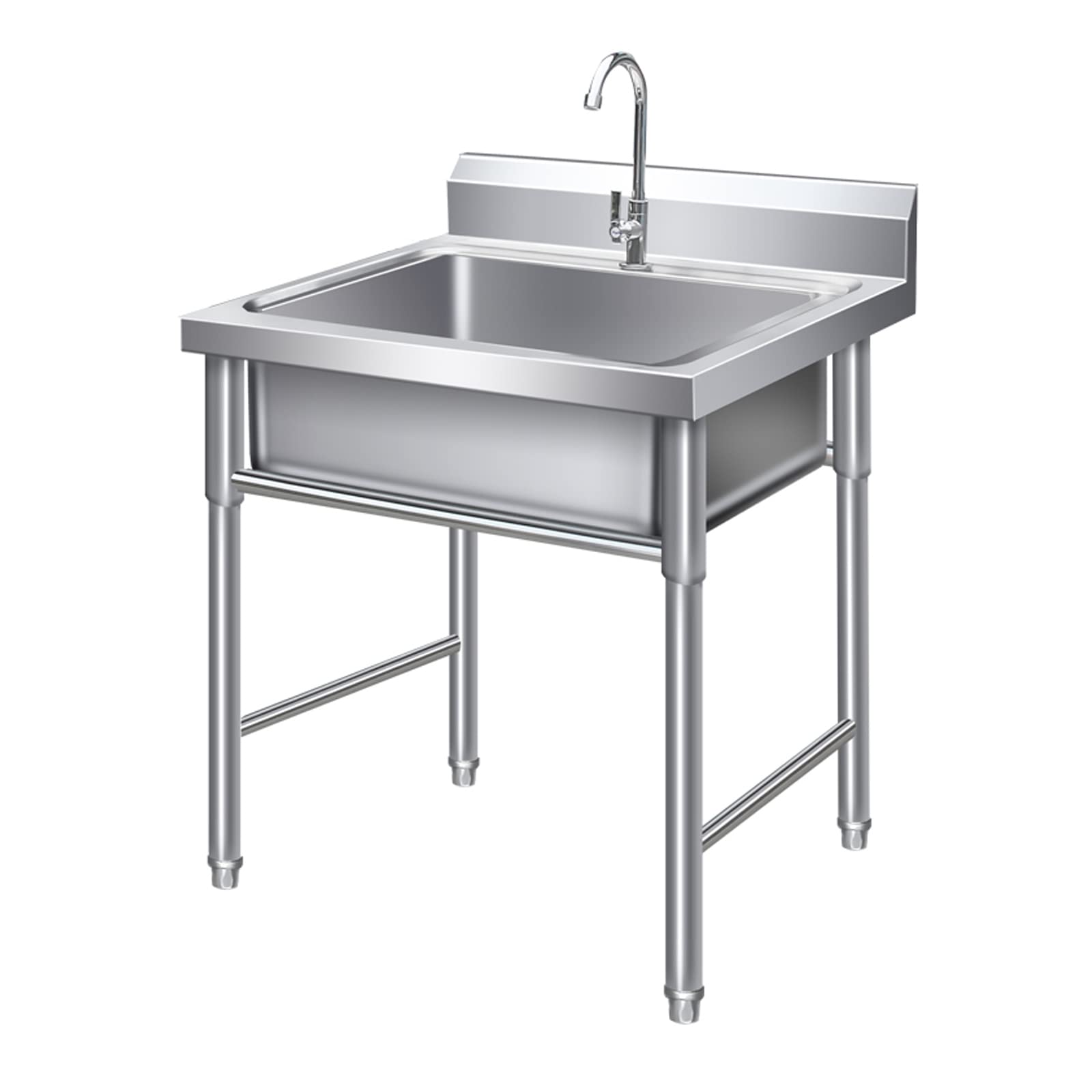 ZQFHSX Freestanding Kitchen Sink Single Bowl 304 Stainless Steel for Bathroom,Bar,Restaurant 50cmx80cm,60cmx80cm