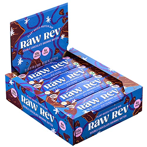 Raw Rev Vegan HighProtein Bars, Double Chocolate Brownie Batter, 10g