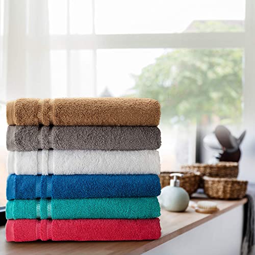 Image of 100% Cotton Terry Ultrasoft and Quick Absorbent 380 GSM Solid 6 pcs. Quick Dry Bath Towel Set for Bathroom or Gifting Towel Set (Assorted)