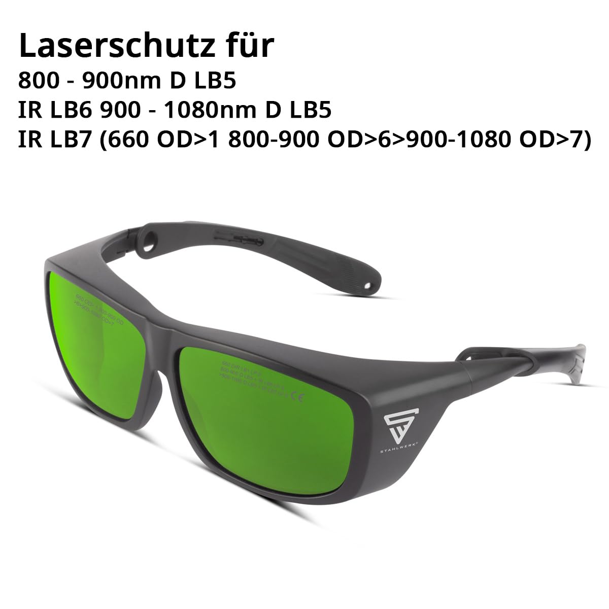 STAHLWERK Gafas de protección láser | Gafas de protección según DIN EN 207 | Protección ocular para trabajar con láser en un rango de longitud de onda de 660-1.080 nm