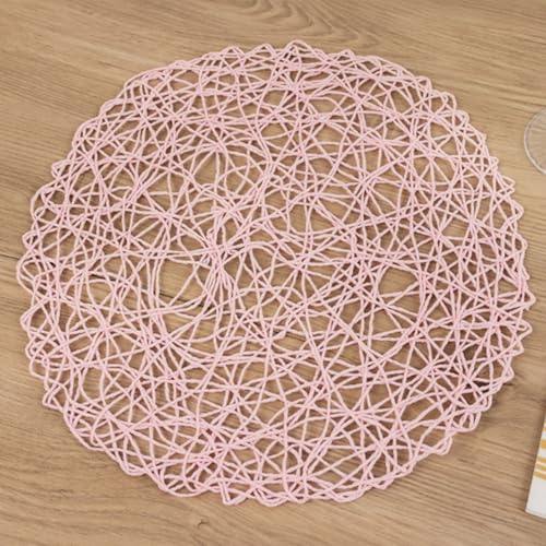 TCF Linen 12 Pack 15" Blush Metallic String Round Placemats,