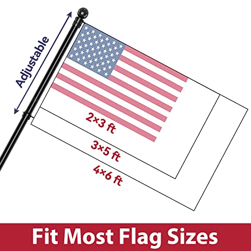 Flag Pole, 6 Ft Flag Poles For Outside House, 2 Tangle Free Rings, Commerical And Residential Metal Flagpole Kit Heavy Duty, Black Flag Pole For 3X5 American Flags, Porch, Portable (No Bracket) #TOP1