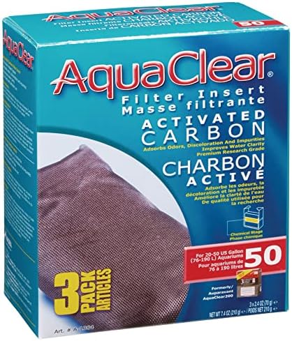 AquaClear Activated Carbon Filter Inserts, 3 Pack – Replacement Chemical Filter Media for 50 Gallon Tank