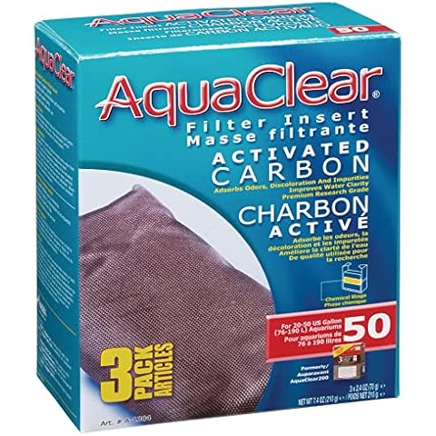 Aqua Clear AquaClear Activated Carbon Filter Inserts, 3 Pack – Replacement Chemical Filter Media for 50 Gallon Tank Cover