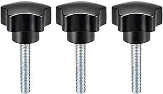 Tool parts 3 Pcs Star Knobs Grips M8 x 30mm Male Thread Steel Zinc Stud Black PP