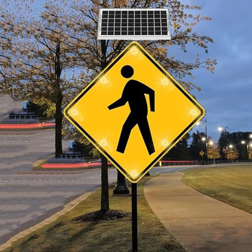 Panneau LED à énergie solaire pour passage piétons 61cm alu