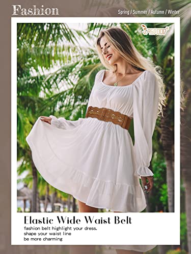 JASGOOD Women Wide Elastic Dress Belt Fashion Stretchy Waist Belt2
