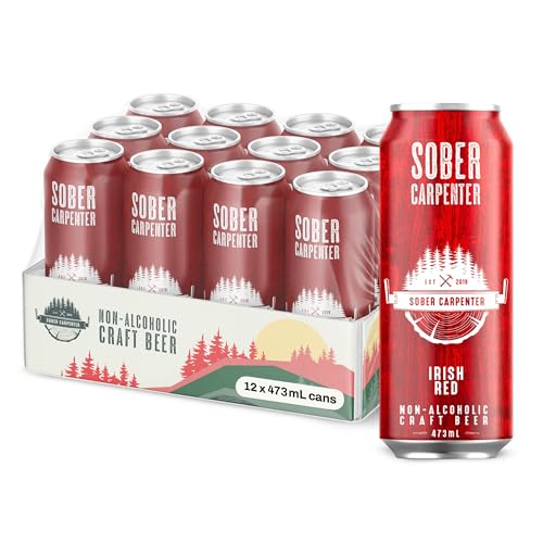 SOBER CARPENTER - Irish Red Ale Non Alcoholic Beer Ideal Craft Beer for Any Occasion Non Alcoholic Spirits & Alcohol Alternative Low Calorie Drink with 60 Calories & 24 IBU Pack of 12 (16 oz Ea)