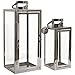 Produktbild Dekovita Gartenlaterne 2er-Set: 30cm/49cm Edelstahl-Laternen mit rundem Henkel Windlicht hitzebeständiges Temperglas