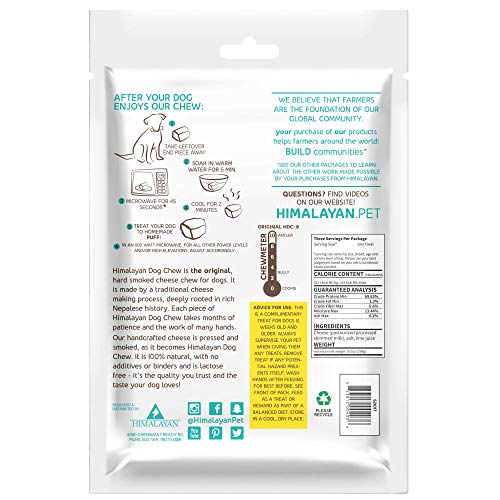 Himalayan Dog Chew Original Yak Cheese Dog Chews, 100% Natural, Long Lasting, Gluten Free, Healthy & Safe Dog Treats, Lactose & Grain Free, Protein Rich, Mixed Sizes, Dogs 65 Lbs & Smaller, 9.9 oz