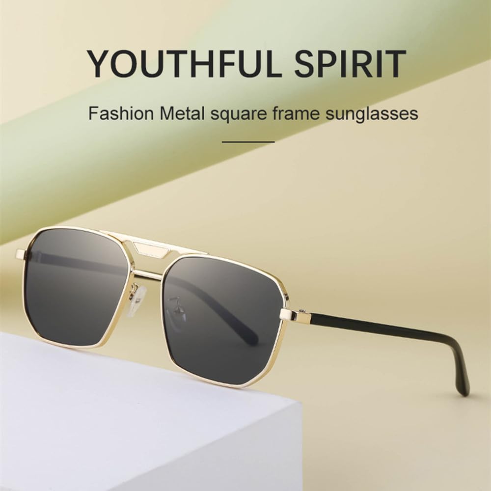 Gafas de sol retro de doble puente para hombre y mujer, de metal, a la moda, con protección UV400