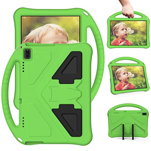 Eabhulie Niños Funda para Lenovo Tab E10 10.1' TB-X104F/ Tab 4 10 Plus (TB-X704F/N/L/V)/ Tab 4 10 (TB-X304F/N), EVA Resistente Ligera Portátil Soporte de Mango Carcasa Infantil Antigolpes Verde