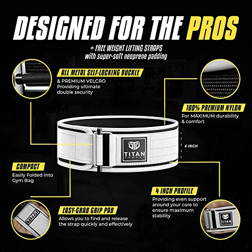 Titan Armour® Premium Self-Locking Weight Lifting Belt, Glacier White, Medium - Image 3