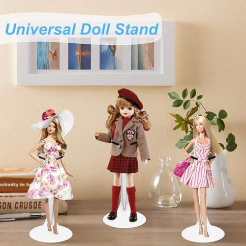 Image of 10 Pcs Doll Stand Adjustable Doll Display Stand, Action Figure Stand Holder 1 /6 Scale Dolls Support Stand for 8 inch to 12 inch Dolls Accessories (White)