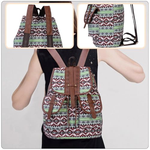 Mochila de lona con cordon resistente estilo etnico y vintage 6