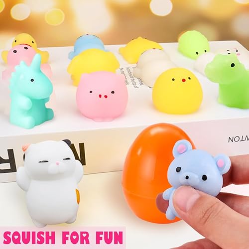 Miniatura 5 de 28 piezas de juguetes Mochi Squishies rellenos de corazones para búsqueda de huevos de Pascua, juguetes para apretar Mochi para niños y niñas,