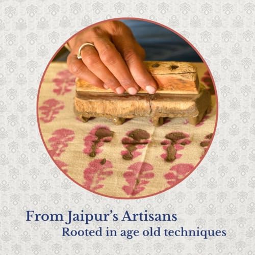 Image of Jaipur Weaves Jaipuri Double Bed Cotton Bedsheet Queen Size 90x85, 120 TC 100% Pure Cotton Bed Sheet with 2 Pillow Covers, Floral Traditional Print (Grey Buta, Double)
