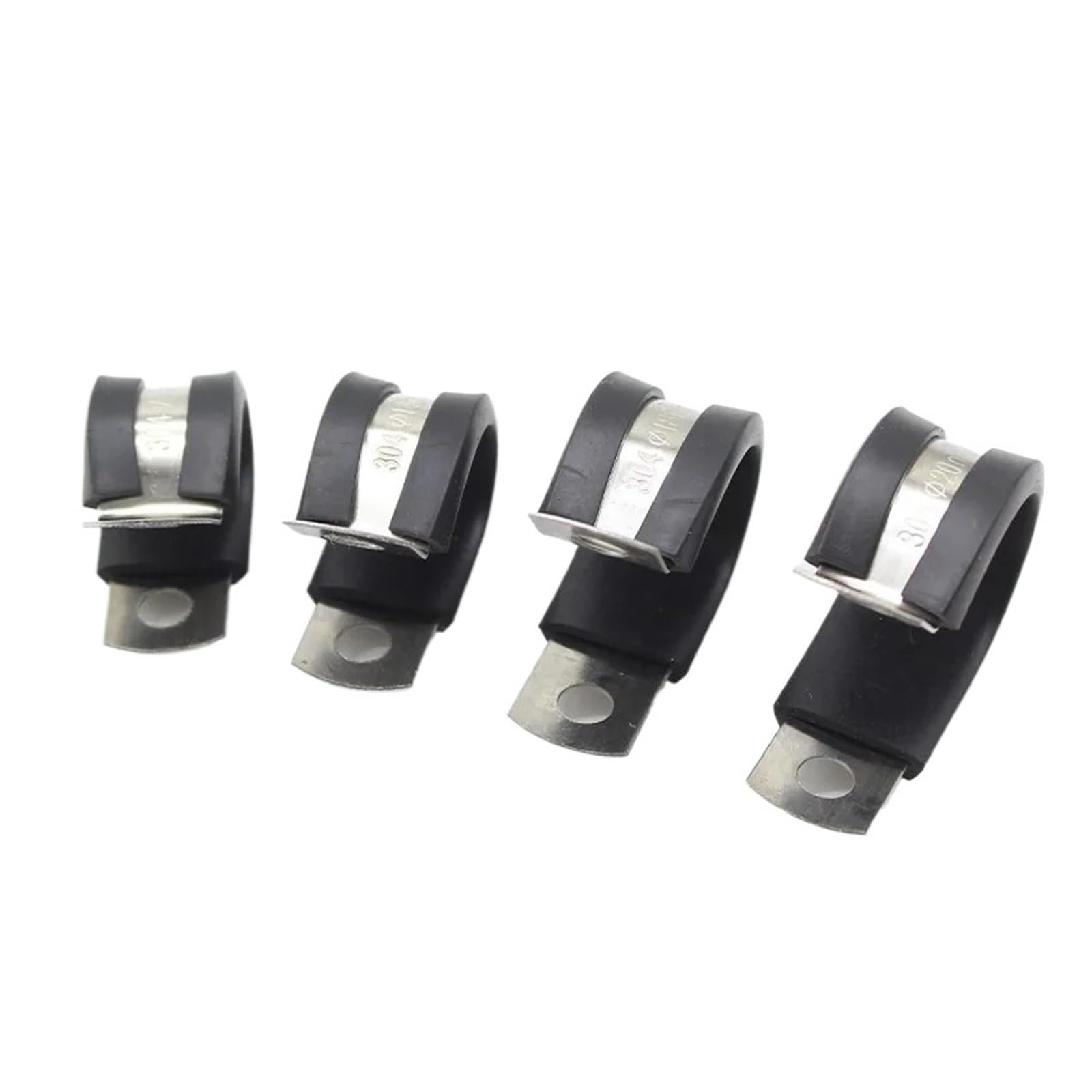 Knbhgujmd One Color P-Clips Metal Wire Cable Conduit Clamps, 304 Stainless Steel Rubber Lined P Clips 6-30 Mm 50 Pcs(14Mm)
