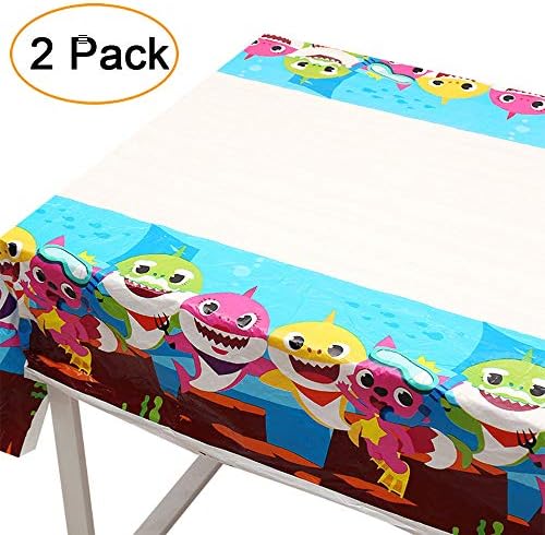 ANJIA Baby Shark Table Cover Party Supplies Decorations - Kids Baby Shark Birthday Party Tablecloth Set of 2 …