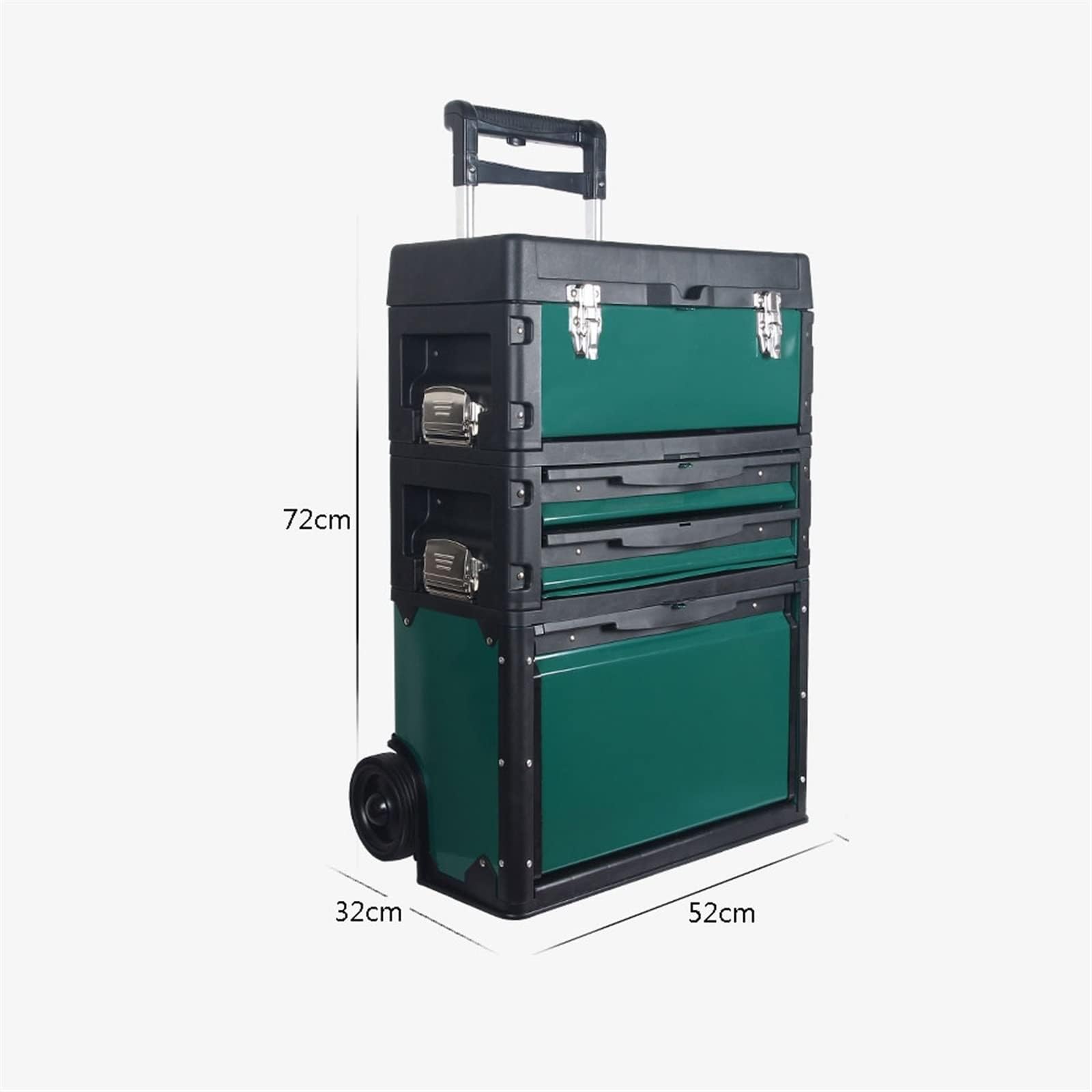 Sistema de Caja de Herramientas Modular, Cajas de Herramientas de Garaje rodantes portátiles apilables, Carro Vertical con Bandeja extraíble, para almacén y Taller de reparación, Color Negro