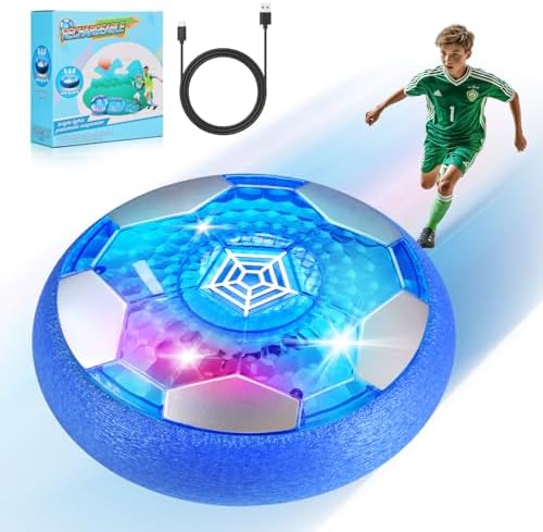 OMWay Air Power Fußball, Geschenke für Jungen, LED Wiederaufladbar Indoor Fussball, Spielzeug für Kinder Mädchen 3 4 5 6 7 8-12 Jahre, Hover Fußball Schwebender Luftkissen Ball