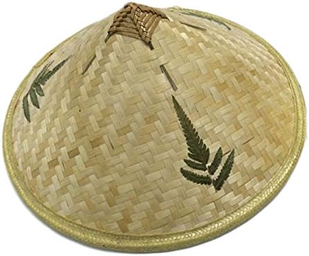 Chapéu de palha trançado feito à mão Vin Beauty, boné de bambu para pesca  com proteção solar asiática para dança, boné clássico retrô | Amazon.com.br