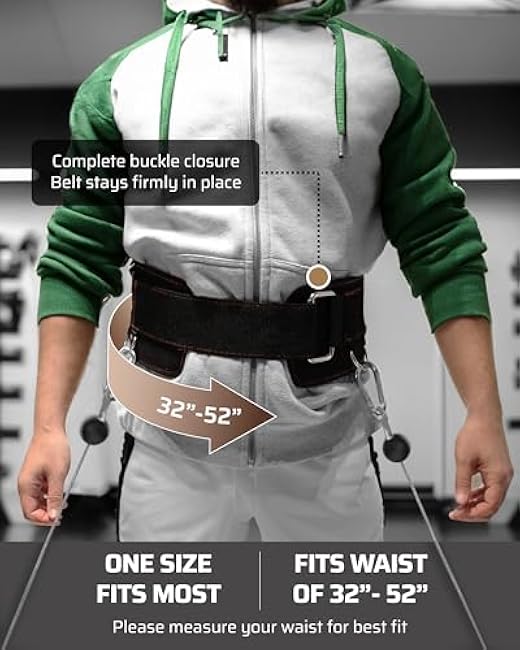 Multi-Attachment Belt for Cable Machine and Smart Home Gym Squats and Hip Thrusts, 5 Attachment Points for Optimal Weight Distribution, 2 Straps (40¡± & 27¡±) and 3 Metal Snap Hooks Included