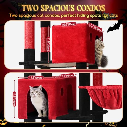 Image of Globlazer Gothic Giant Cat Tree for Indoor Large Cat, 83in, F83, Blood-Goth | XXL Cat Tower with 9 Scratching Posts for 20lb+ Heavy Duty Large Adult Cats