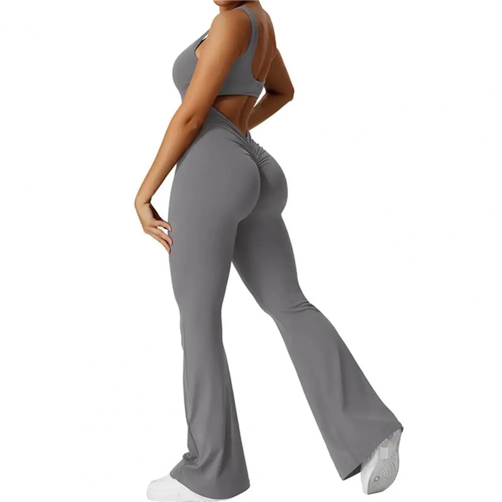 Mono Yoga Mujer Conjunto de Yoga for Mujer, Monos sin Costuras, Ropa Deportiva de Entrenamiento, Conjunto de Gimnasio, Ropa de Entrenamiento(Grey,S)