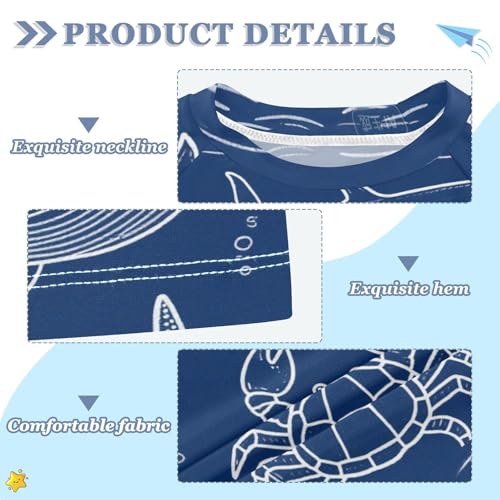 Dark Blue Underwater Animal Whale Jellyfish Short Sleeve Boy Bathing Suit Rashguard Swimsuit for Girls Rash Guard Boys for 3-12 Years ropa de bano para ninas3