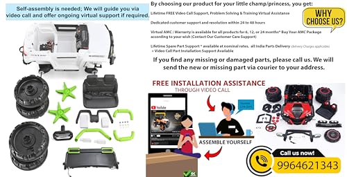 Image of Driving EV Cars for 1, 2, 3, 4, 5, 6 Years | Remote + Steering + Mobile App Control | Kids Jeeps (Thar Jumbo Size Jeep [1-8 Year Kids], White /Green)