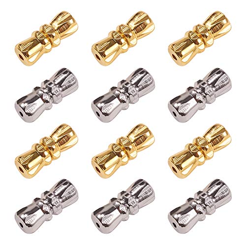 PandaHall 100 Sets Barrel Screw Clasps Jewelry Connector Screw Twist Clasps Copper End Tip Barrel Clasps for Necklace Bracelet Jewelry Making, Golden/Silver
