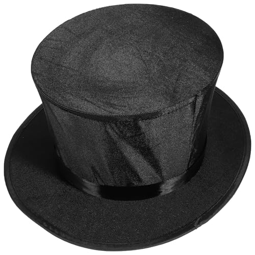 Chapeau de magicien pliable en tissu noir confortable pour spectacles