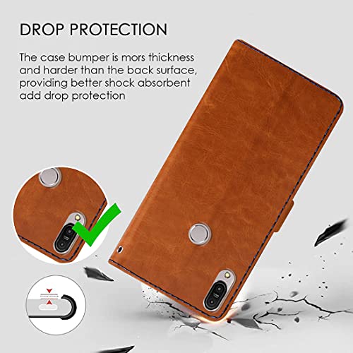 Image of Flip Cover Compatible with Asus Zenfone Max Pro M1 | Premium Leather Finish | Inbuilt Pockets & Stand | Flip Cover Back Case for Asus Zenfone Max Pro M1 (CamelBlue)