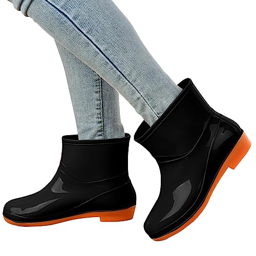 Generisch Damen Halbhoch Gummistiefel Wasserdicht Winddicht Damenstiefel Gummistiefeletten Damen Atmungsaktiv Gummistiefeletten Winterstiefel Gartenschuhe und Gummisohlen Schwarz Khaki Rot 40 41 42