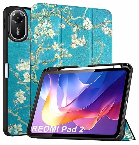 ProElite Cover for Xiaomi Redmi Pad 2 11 inch Case, Soft Flexible Flip Case Cover for Xiaomi Redmi Pad 2 11 inch with Pen Holder, Support Auto Sleep Wake, [Recoil Series] - Flowers