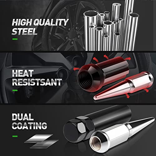 Image of SCITOO M14x1.5 Lug Nuts 1.8 inch(45mm) Length for Chevy Wheel Lug Bolts | Fit for Silverado,for Tahoe,for Colorado - 7 /8 inch(22mm) Hex 24PCS