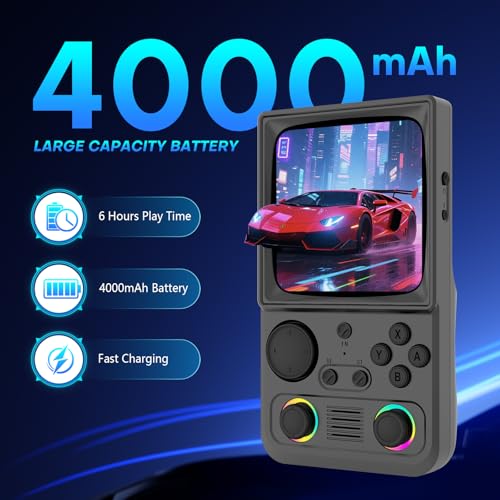 Image of R36TMAX Retro Handheld Game Console, Retro Gaming Console with 4.0 Inch 720x720 IPS Screen, Portable Handheld Linux System, 4000mAh Battery (Light Gray-128GB)