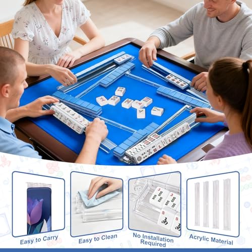 Mahjong Racks with Pushers diseño floral todo en uno miniatura 6