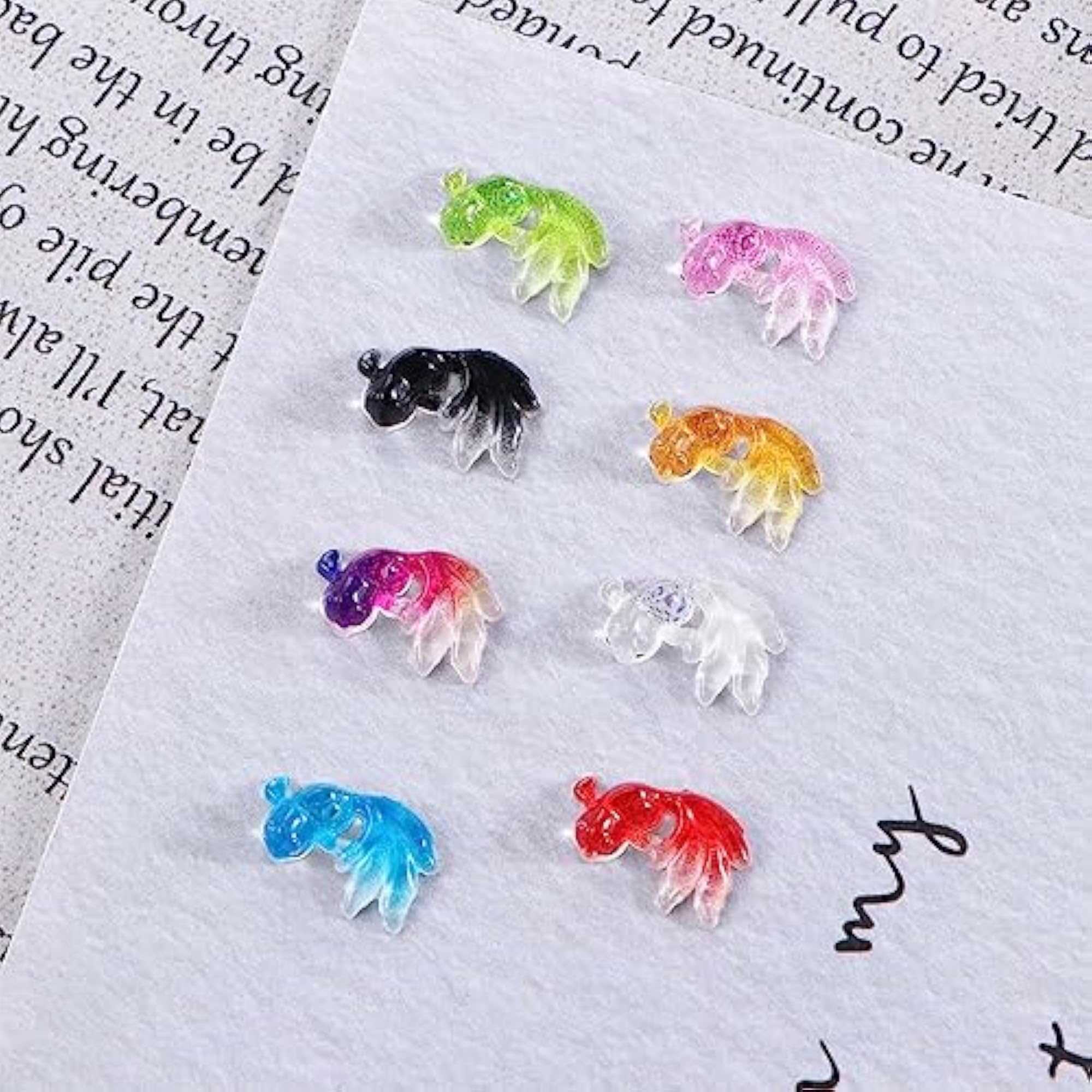 100 Pieces Colorful Fish Nail Pendants for DIY Crafting