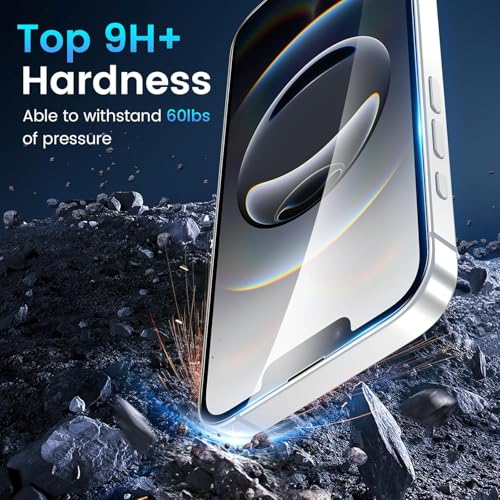 Image of Mr.Shield [2 Pack] Easy-X Screen Protector for iPhone 14 /13 /17e /16e /13 Pro | 9H Hardness Tempered Glass Guard, Military Grade Shatterproof, Easy Installation Tray, HD Clarity, Case-Friendly