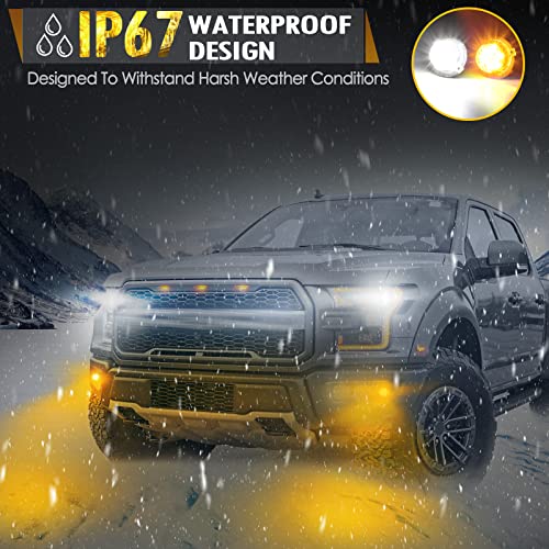 Partsam 4Pcs Amber White Led Hideaway Strobe Lights Kit 20 Flashing Modes W/Control Box Hazard Warning Grille Safety Caution Light For Cars Trucks Vehicles Hazard Warning Grille Safety Caution Light #TOP2
