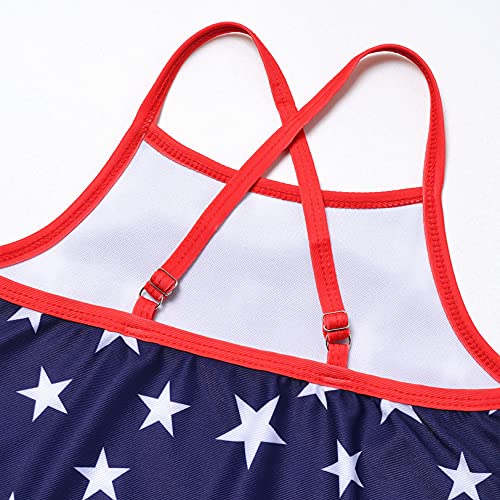 QPANCY 4th July Swimsuits for Girls American Flag Bathing Suits Kids Beach Outfit3