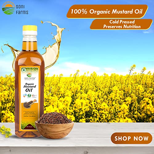 Image of Soni Farms 100% Pure and Organic Mustard Oil 4 Litre Natural Chemicals and Preservatives Free Cooking Oil