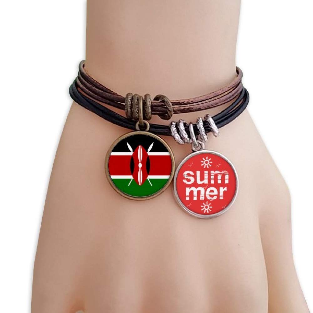 DIYthinker Kenya Africa National Emblem Bracelet Rope Wristband Spring Summer Leather Handmade