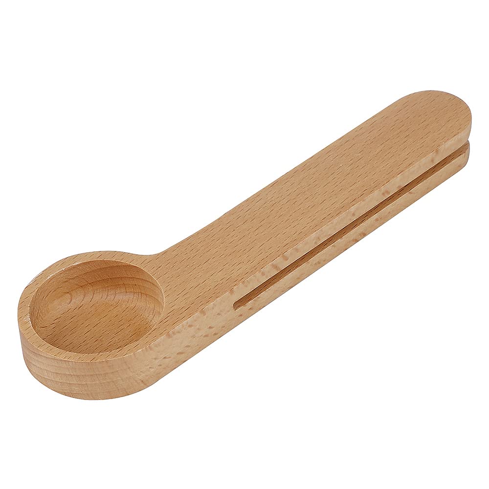 Coffee Scoop and Bag Clip, Wooden Long Handled 2 in 1 Tablespoon, Solid Beech Wood Measuring Scoop for Ground Beans, Coffee Beans, Loose Tea