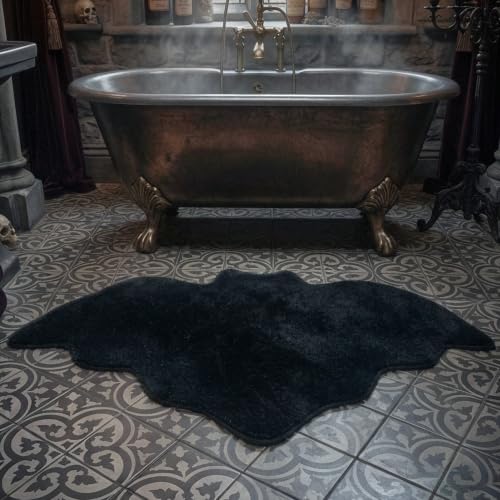 Casasphere Bat Bathroom Rugs Halloween Bath Mat Non-Slip Bath Rug Machine Washable Goth Rug 3120 Small Area Rugs for Front Door Bedroom KitchenBlack