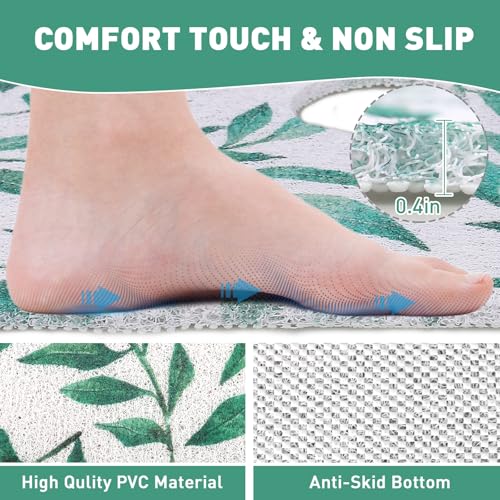 Image of Square Shower Mat Non Slip: 32 x 32 Inch Extra Large Shower Mats with Drain Hole in Middle - PVC Loofah Anti Slip Shower Floor Matt for Inside Shower