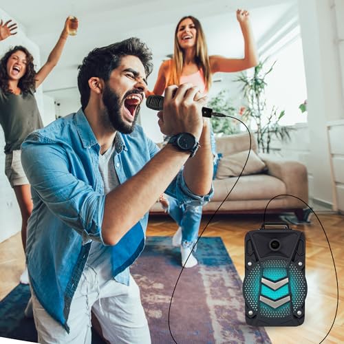 Image of AmazonBasics Party Speaker - Wireless PA Speaker with Lights, Radio, Bass Boost, Mic Input and USB Charging